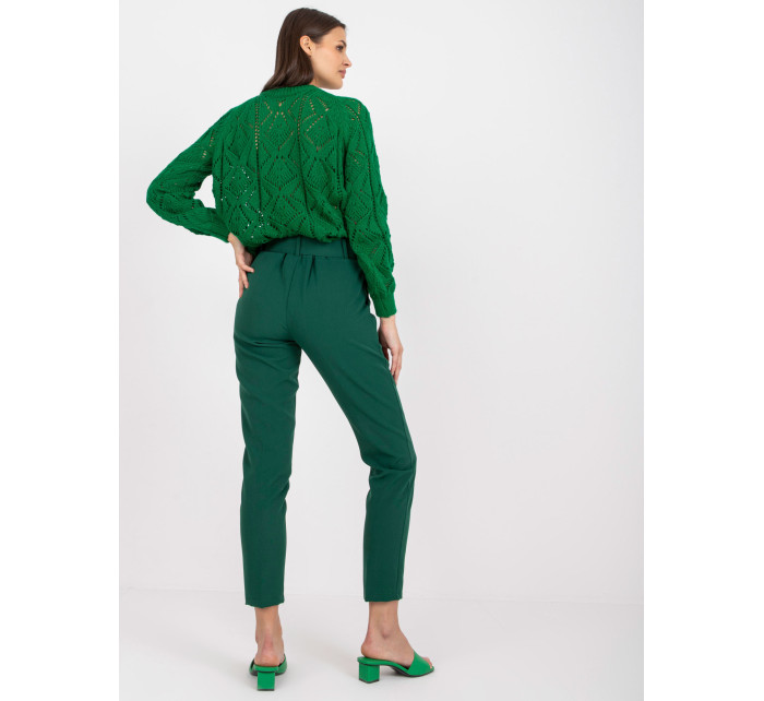 Tmavě zelené klasické kalhoty Giulia s vysokým pasem