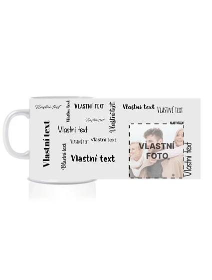 Personalizovaný klasický bílý hrníček 300 ml s textem a fotografií