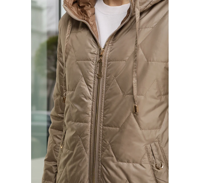 Dámská prošívaná bunda s kapucí béžová FashionStreet TY5547