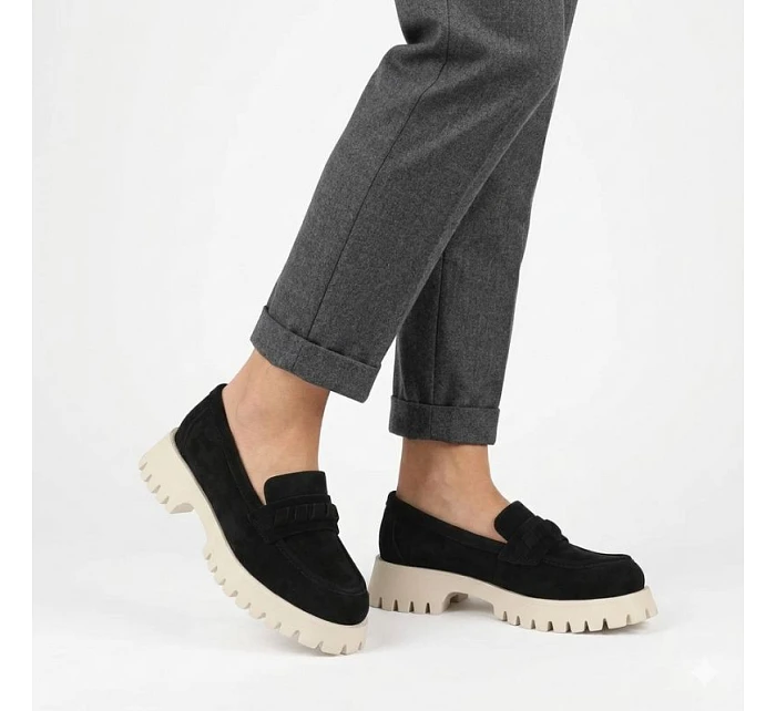 Dámské kožené polobotky semišové lordy černé Filippo DP7554 Dámské kožené polobotky semišové lordy černé Filippo DP7554