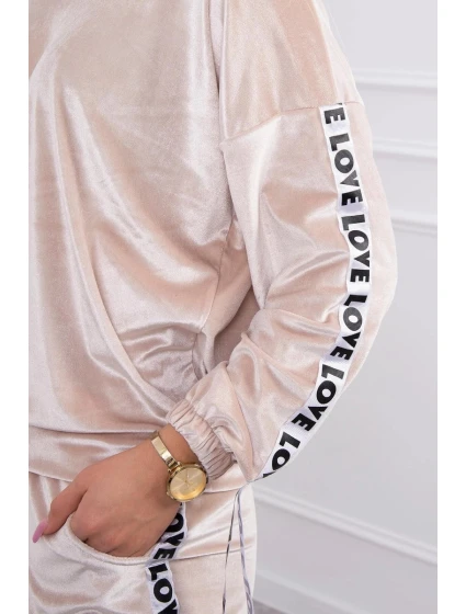 model 21753114 béžová velurová sada - K-Fashion