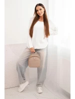 Dámský svetr z viskózy s dlouhým rukávem a kulatým výstřihem bílý