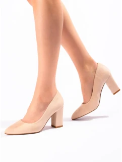 Módní  lodičky hnědé dámské na širokém podpatku