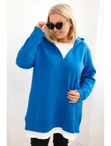 Dámská mikina zateplená Plus Size s kapucí a výstřihem do V model 21480753 - K-Fashion