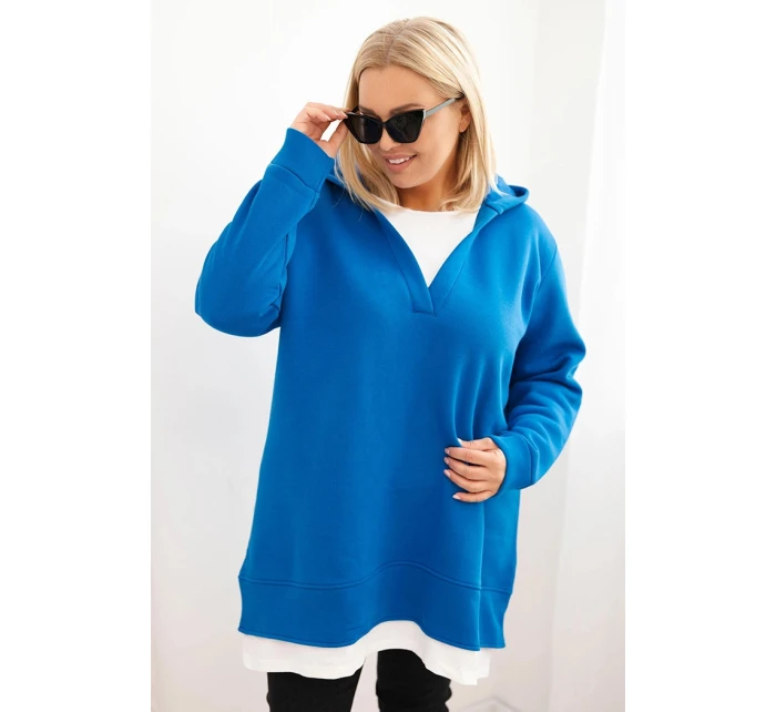 Dámská mikina zateplená Plus Size s kapucí a výstřihem do V model 21480753 - K-Fashion