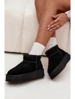 Semišové dámské zimní boty na platformě model 21707888 Černé - VINCEZA