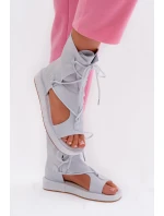 Dámské sandály Eko semiš s horní částí a šněrováním Modré Ferlisse