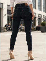 Dámské skinny džíny s vysokým pasem tmavě modré FashionStreet UY2865 Dámské skinny džíny s vysokým pasem tmavě modré FashionStreet UY2865