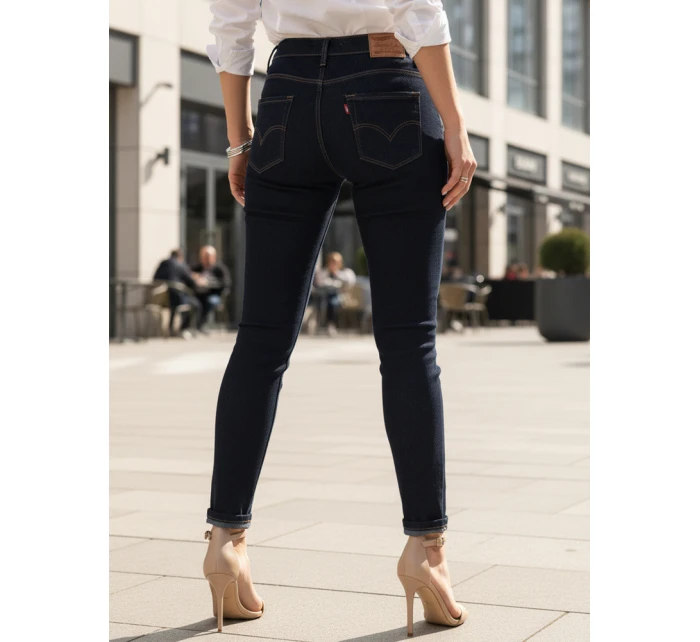 Dámské skinny džíny s vysokým pasem tmavě modré FashionStreet UY2865 Dámské skinny džíny s vysokým pasem tmavě modré FashionStreet UY2865