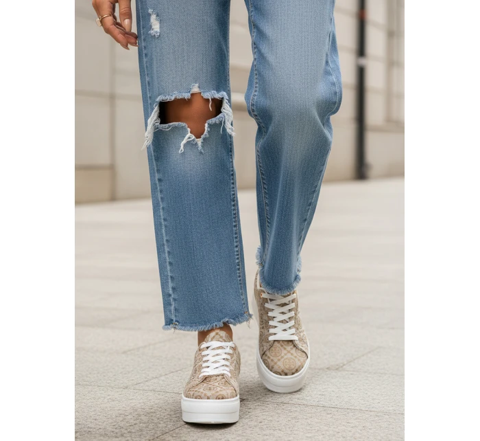 Dámské šněrovací tenisky na silné podrážce béžové FashionStreet ZY1379