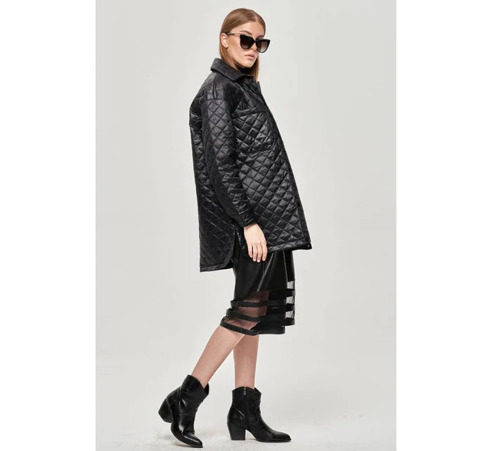 Tenká černá dámská bunda s límcem (JIN225) Tenká černá dámská bunda s límcem (JIN225)