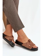 Dámské pantofle Eko semiš s pásky hnědé model 21918915 - Boto