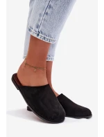 Dámské ploché nazouváky z eko semiše Černé Veronelle