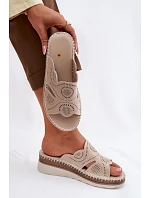 Kožené dámské sandály na platformě model 22101277 béžové - S.Barski Kožené dámské sandály na platformě model 22101277 béžové - S.Barski