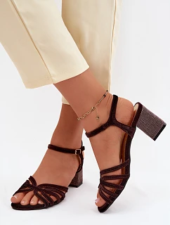 Sametové dámské sandály na podpatku D&A SR61-0102 bordó