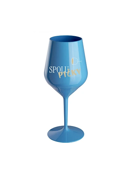 SPOLUPIČKY - modrá nerozbitná sklenice na víno 470 ml