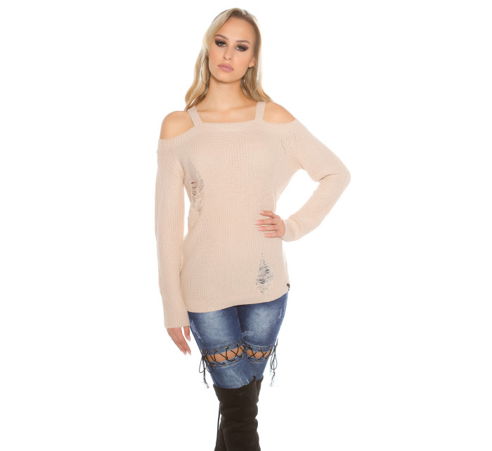 Sexy KouCla Cold Shoulder knit jumper used look