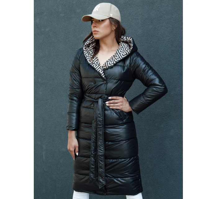 Dámský prošívaný zimní kabát s kapucí GRACE černý FashionStreet TY4501