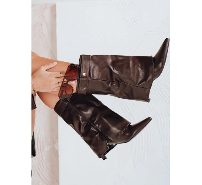 Dámské kozačky s širokým svrškem hnědé FashionStreet ZY1107 Dámské kozačky s širokým svrškem hnědé FashionStreet ZY1107