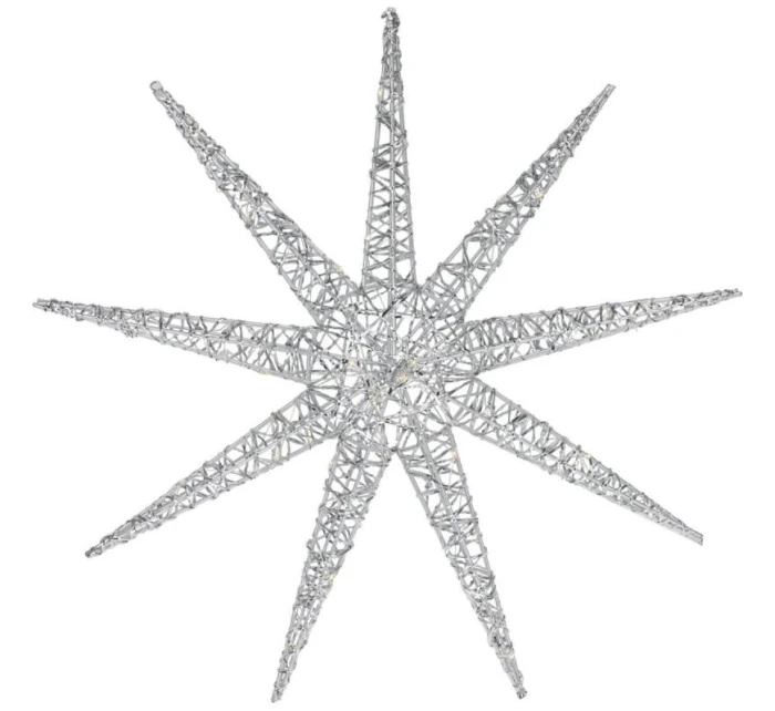 OZDOBNÝ PŘÍVĚSEK SNĚHOVÉ VLOČKY 50LED STŘÍBRA