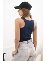 Dámská pruhovaná tílko s ozdobnou nášivkou modrá