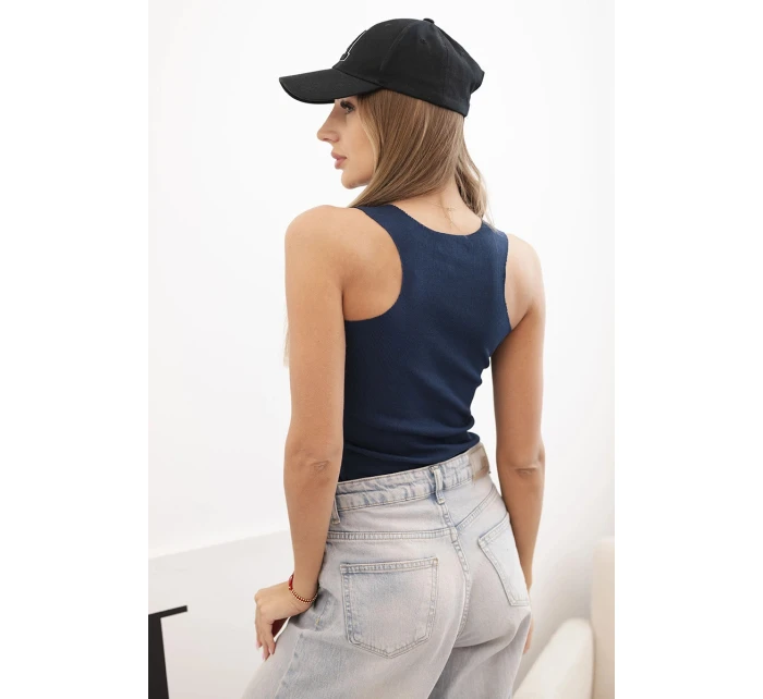 Dámská pruhovaná tílko s ozdobnou nášivkou modrá