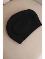 Dámská vlněná klasická hladká čepice beanie K420 černá