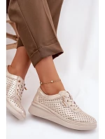Kožené Ažurové Dámské Polobotky Vinceza 79603 Zlaté