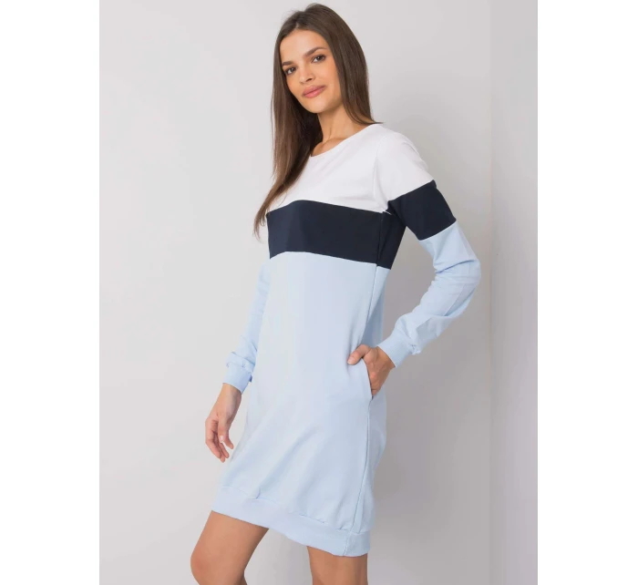 Dámské šaty RV SK model 17926413 bílé a modré - FPrice Dámské šaty RV SK model 17926413 bílé a modré - FPrice