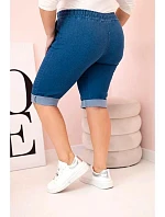 Dámské bavlněné šortky Plus Size tmavě modré - Kesi Dámské bavlněné šortky Plus Size tmavě modré - Kesi