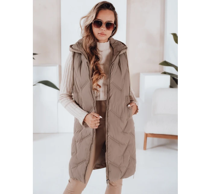 Dámská dlouhá prošívaná vesta s kapucí FashionStreet TY5098