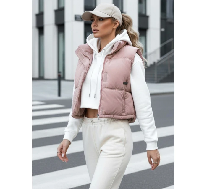 Dámská prošívaná růžová vesta FashionStreet TY5199