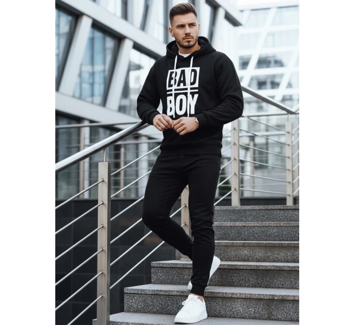 Pánská mikina s kapucí černá FashionStreet BX5925 Pánská mikina s kapucí černá FashionStreet BX5925