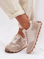 Semišové dámské tenisky na platformě S.Barski LR61-7097 tmavě béžové