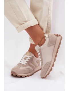 Semišové dámské tenisky na platformě model 22007463 tmavě béžové - S.Barski