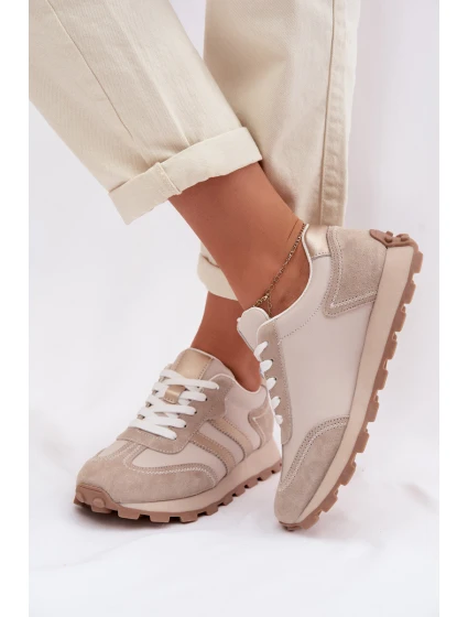 Semišové dámské tenisky na platformě model 22007463 tmavě béžové - S.Barski Semišové dámské tenisky na platformě model 22007463 tmavě béžové - S.Barski