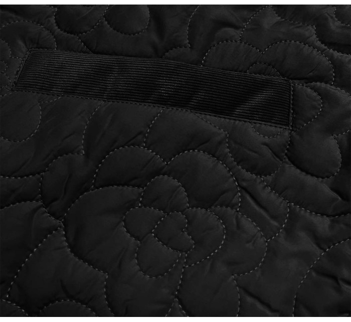 Tenká černá dámská bunda s ozdobným prošíváním (JIN226)