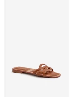 Dámské sandály z ekokože na ploché podrážce hnědé model 21657550 - Boto Dámské sandály z ekokože na ploché podrážce hnědé model 21657550 - Boto