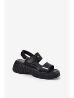 Kožené Dámské Sandály Na Platformě Černé Mertella Kožené Dámské Sandály Na Platformě Černé Mertella