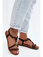 Dámské sandály s přezkami a pásky Černé Panterka model 22136699 - EVENTO