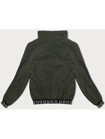 Krátká dámská bunda v army barvě se stojáčkem model 18848658 - J.STYLE