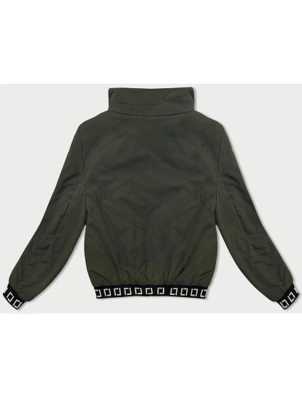 Krátká dámská bunda v army barvě se stojáčkem model 18848658 - J.STYLE Krátká dámská bunda v army barvě se stojáčkem model 18848658 - J.STYLE