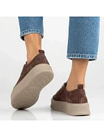 Dámské kožené tenisky na platformě, hnědé, model 22325217 - FILIPPO Dámské kožené tenisky na platformě, hnědé, model 22325217 - FILIPPO