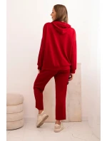 Dámská souprava máslová mikina s kapucí a kalhoty s páskem bordó Dámská souprava máslová mikina s kapucí a kalhoty s páskem bordó