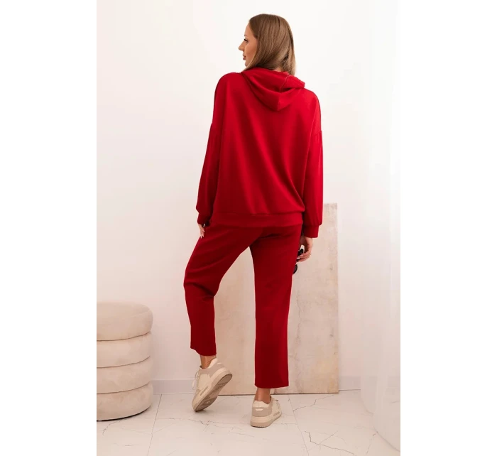Dámská souprava máslová mikina s kapucí a kalhoty s páskem bordó Dámská souprava máslová mikina s kapucí a kalhoty s páskem bordó