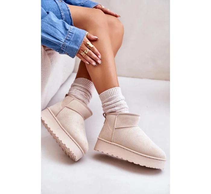 Dámské Sněhule Na Platformě Zateplené Kožíškem Světle Béžové model 21672090 - Boto Dámské Sněhule Na Platformě Zateplené Kožíškem Světle Béžové model 21672090 - Boto