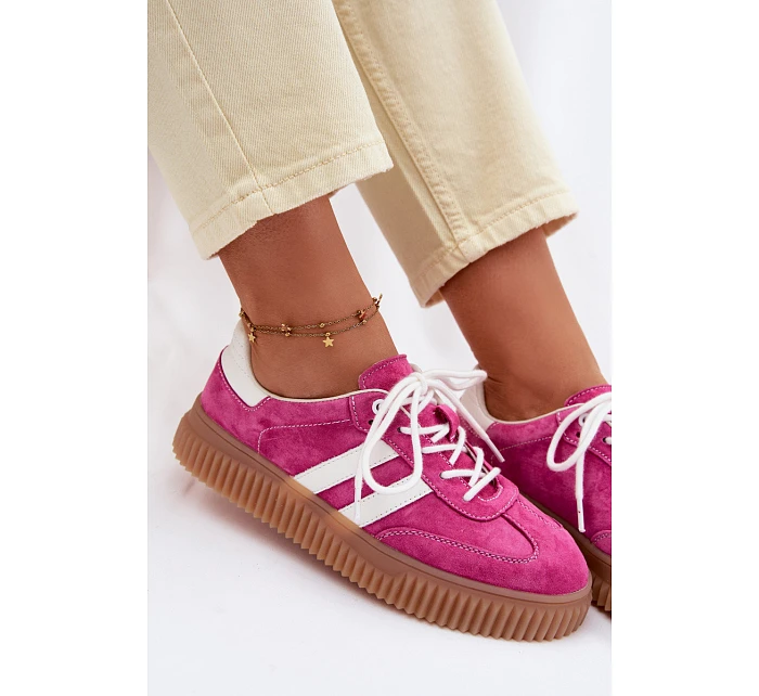 Dámské semišové tenisky na platformě fuchsiové model 22100209 - Boto Dámské semišové tenisky na platformě fuchsiové model 22100209 - Boto