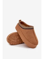 Dětské/módní sněhule s výšivkou na platformě Jolisse – camel