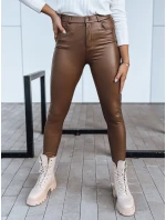 Dámské kožené kalhoty tmavě hnědé model 21971552 - Dstreet Dámské kožené kalhoty tmavě hnědé model 21971552 - Dstreet