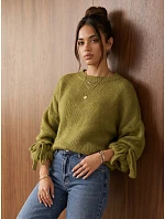 Dámský oversize svetr světle zelené barvy FashionStreet MY2595